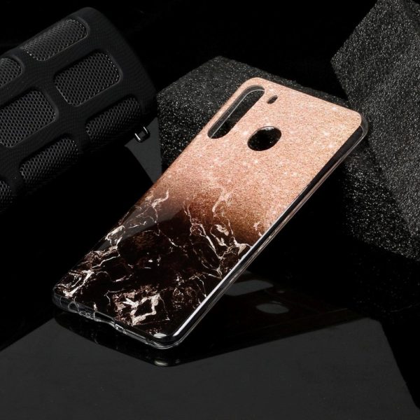 Samsung Galaxy A21 Fleksibel Plastik Cover m. Marble Print - Bronze   Sort Marmor For Discount