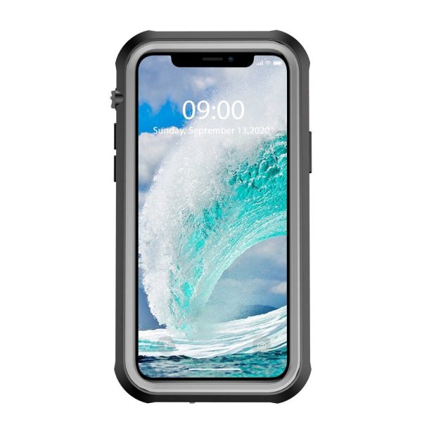 iPhone 12 Pro Max Vandtæt Håndværker Cover m. skærmbeskyttelse - Gennemsigtig   Sort For Discount