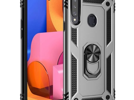 Samsung Galaxy A20s Håndværkercover m. Magnetisk Kickstand - Sølv Discount