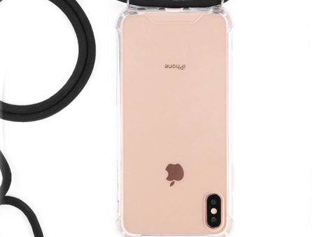 iPhone X   XS Gennemsigtig Fleksibelt Plastik Cover m. Snor   Strop - Sort on Sale