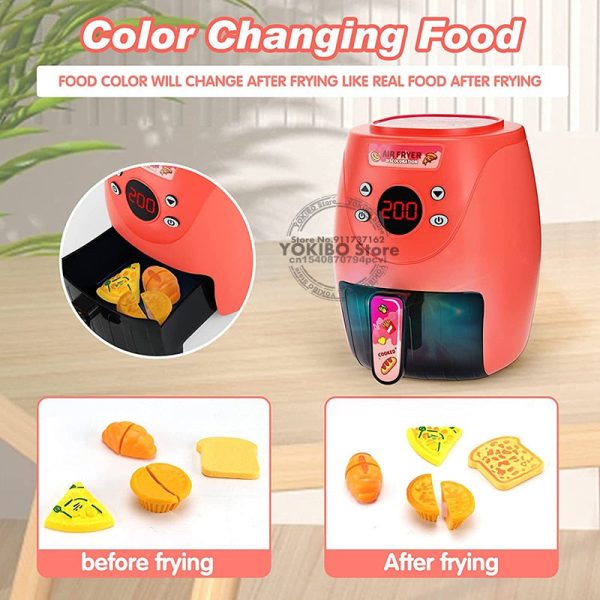 Air Fryer Pretend Play Toys for Kids with Cola Fried Chicken Play Kitchen Toys Kitchen Playset Kitchen Accessory Toys for Girls Fashion