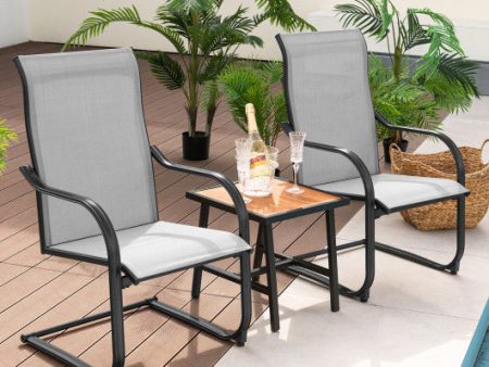 2 Pieces C-Spring Motion Patio Dining Chairs with Breathable Fabric-Gray Online Sale