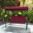 3 Seat Outdoor Porch Swing with Adjustable Canopy-Wine on Sale