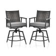 360 Degree Swivel Bar Stool Set of 2 with Metal Frame and PE Rattan Backrest-Black Supply