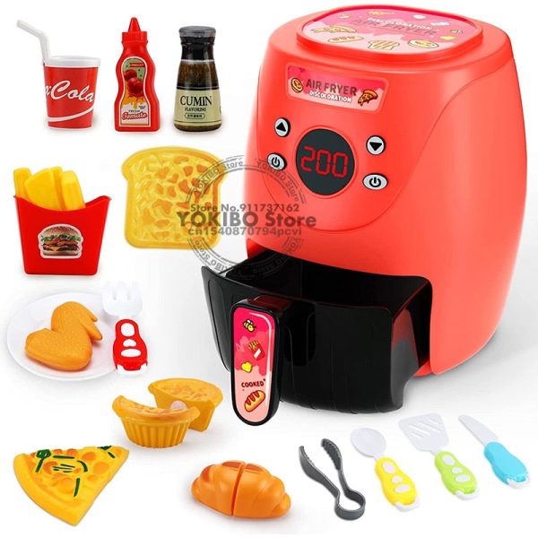 Air Fryer Pretend Play Toys for Kids with Cola Fried Chicken Play Kitchen Toys Kitchen Playset Kitchen Accessory Toys for Girls Fashion