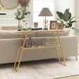 Console Table with Open Shelf Gold Metal Frame Living Room Hallway-White Fashion