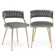 Upholstered Dining Chairs with Golden Metal Legs for Living Room-Gray Hot on Sale