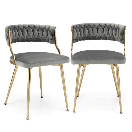 Upholstered Dining Chairs with Golden Metal Legs for Living Room-Gray Hot on Sale