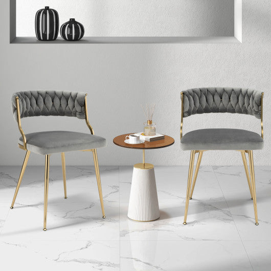 Upholstered Dining Chairs with Golden Metal Legs for Living Room-Gray Hot on Sale