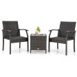 3 Piece Patio Wicker Chair Set with Quick-drying Cushions Discount