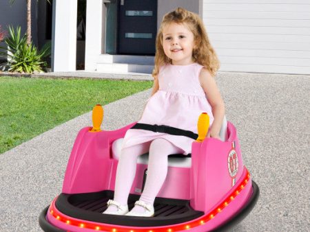 12V Electric Kids Ride On Bumper Car with Flashing Lights for Toddlers-Pink For Sale