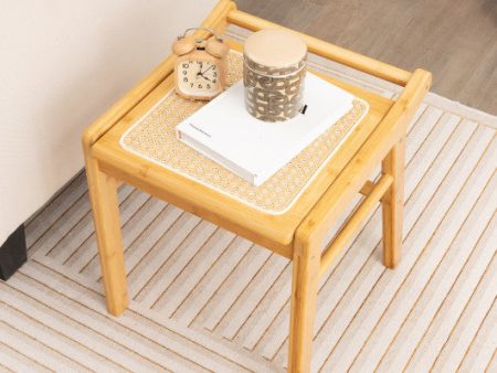 Bamboo Vanity Stool with Rattan Top and Reinforcement Bar-Natural on Sale