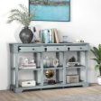 58  Retro Console Table with 3 Drawers and Open Shelves Rectangular Entryway Table-Blue Supply