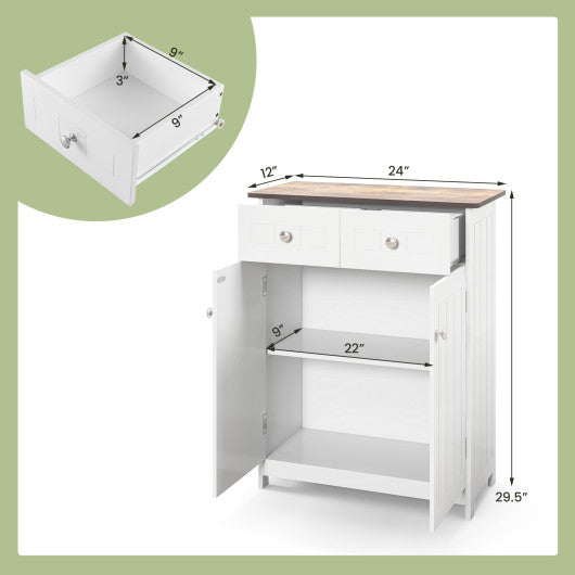 Freestanding Bathroom Floor Cabinet Storage Organizer with 2 Drawers-White Hot on Sale