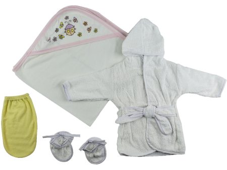 Girls Infant Robe, Hooded Towel and Washcloth Mitt - 3 pc Set For Sale