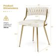 Upholstered Dining Chairs with Golden Metal Legs for Living Room-White Online now