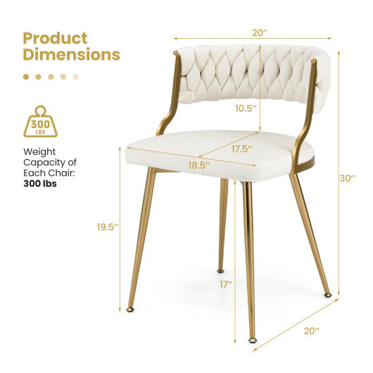 Upholstered Dining Chairs with Golden Metal Legs for Living Room-White Online now