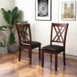 Set of 2 Dining Chair with Backrest and Padded Seat-Brown For Cheap