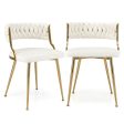 Upholstered Dining Chairs with Golden Metal Legs for Living Room-White Online now