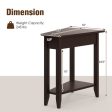 2-Tier Wedge Narrow End Table with Storage Shelf and Solid Wood Legs-Espresso For Cheap