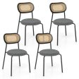 Set of 2 Rattan Dining Chair with Metal Legs-Gray Fashion