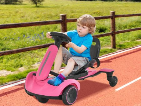 6V Kids Ride on Drift Car with 360° Spin and 2 Adjustable Heights-Pink Online Hot Sale