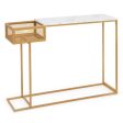 Rectangular White Faux Marble Console Table with Storage-Gold Sale