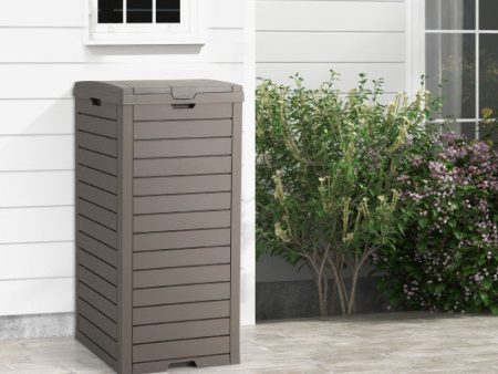 31 Gallon Large Outdoor Trash Can with Lid and Pull-out Liquid Drawer Fashion