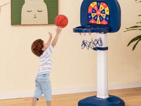 4-In-1 Adjustable Kids Basketball Hoop with Ring Toss Sticky Ball Fashion