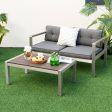 Modern Rectangular Patio Coffee Table with Plastic Wood Tabletop and Rustproof Aluminum Frame-Gray Hot on Sale