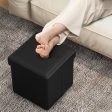 Upholstered Square Footstool with PVC Leather Surface for Bedroom-Black Fashion