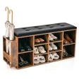 Shoe Storage Bench with Umbrella Stand and Adjustable Shelf-Rustic Brown Online now