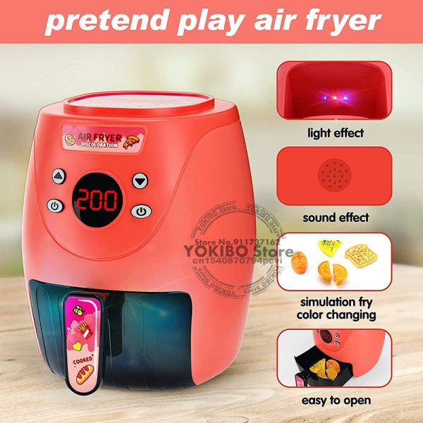 Air Fryer Pretend Play Toys for Kids with Cola Fried Chicken Play Kitchen Toys Kitchen Playset Kitchen Accessory Toys for Girls Fashion