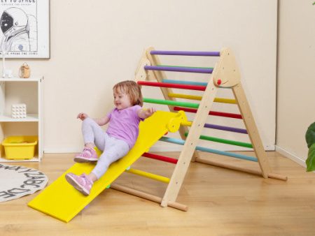 Kids Climbing Triangle Set with Adjustable and Reversible Ramp-Multicolor Online Sale