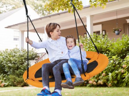 40 Inches Saucer Tree Swing Round with Adjustable Ropes and Carabiners-Yellow Supply