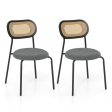 Set of 2 Rattan Dining Chair with Metal Legs-Gray Fashion