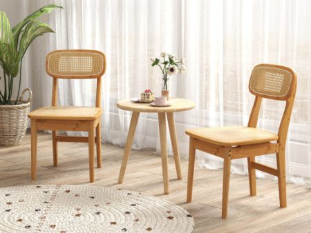 Set of 2 Rattan Dining Chairs with Simulated Rattan Backrest-Natural Sale