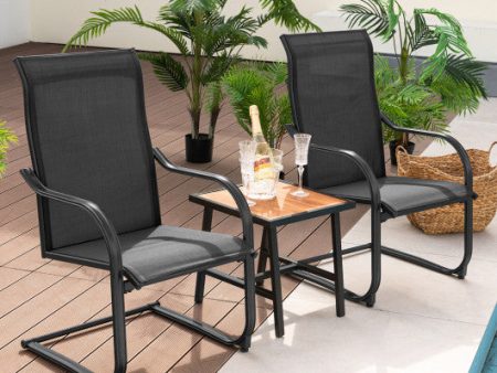 2 Pieces C-Spring Motion Patio Dining Chairs with Breathable Fabric-Black Supply