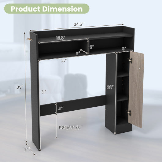 Bathroom Over the Toilet Floor Storage Organizer with Adjustable Shelves-Black Fashion