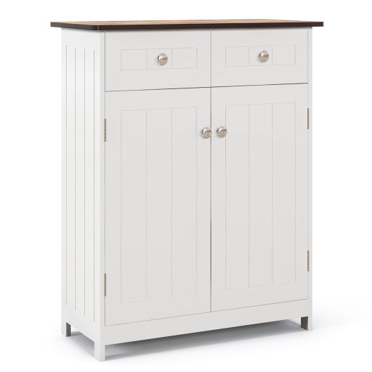 Freestanding Bathroom Floor Cabinet Storage Organizer with 2 Drawers-White Hot on Sale