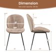 Set of 2 Armless Dining Chairs with Metal Base and Padded Seat-Coffee Fashion