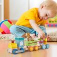 Wooden Stackable Educational Train Set with Colorful Animal Toys and Retractable Locomotive For Cheap