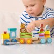 Wooden Stackable Educational Train Set with Colorful Animal Toys and Retractable Locomotive For Cheap