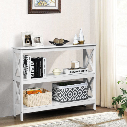 3-Tier Console X-Design Sofa Side Accent Table-White Sale