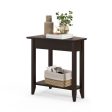 2-Tier Wedge Narrow End Table with Storage Shelf and Solid Wood Legs-Espresso For Cheap