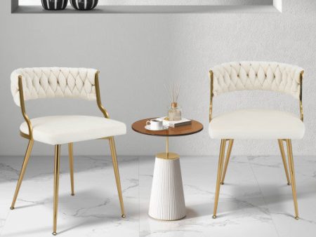 Upholstered Dining Chairs with Golden Metal Legs for Living Room-White Online now