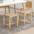 Dining Stool Set of 2 with Rubber Wood Frame-Natural Sale