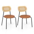 Set of 2 Rattan Dining Chair with Metal Legs-Coffee For Sale