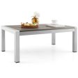 Modern Rectangular Patio Coffee Table with Plastic Wood Tabletop and Rustproof Aluminum Frame-Gray Hot on Sale