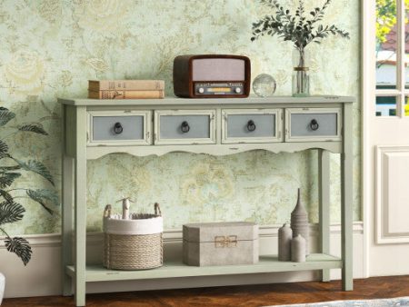 48 Inch Farmhouse Console Table with 2 Drawers and Open Storage Shelf for Hallway Supply